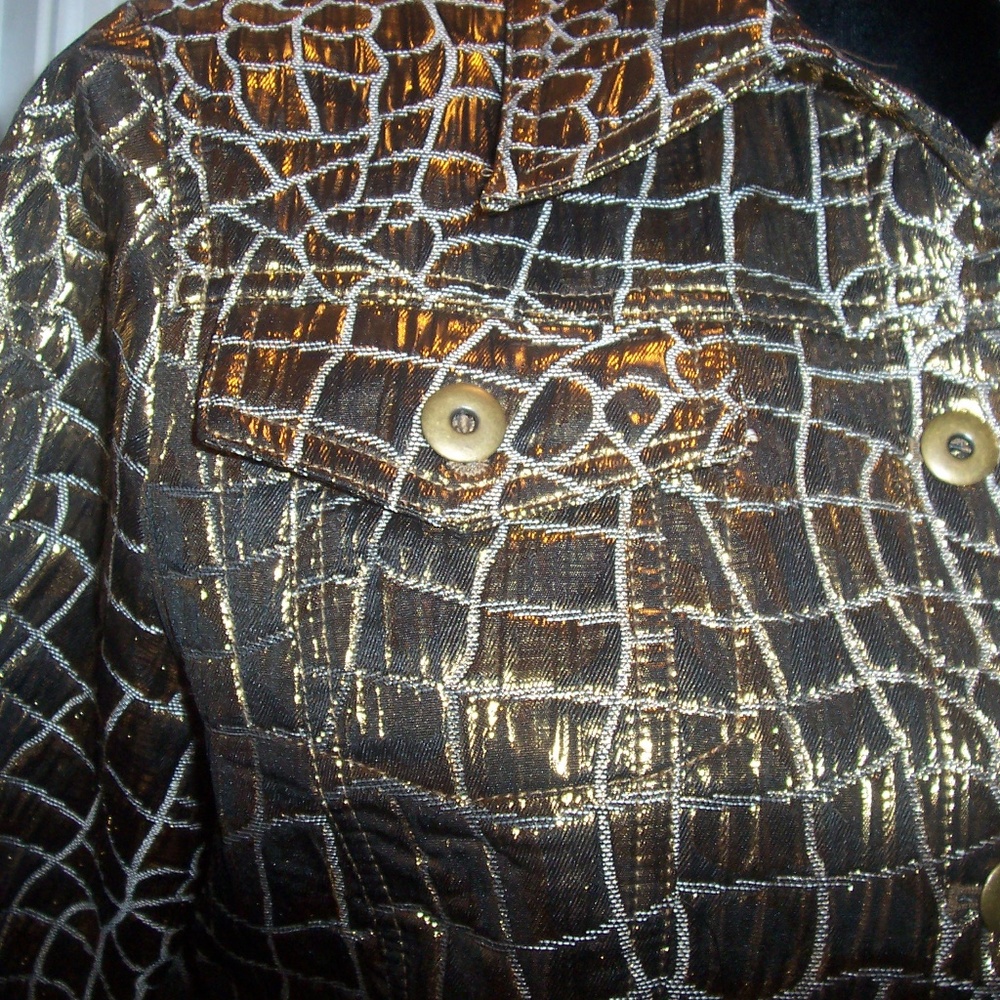 Ruby Rd. Faux Snake Skin Metallic Look Jacket - Picture 6 of 6